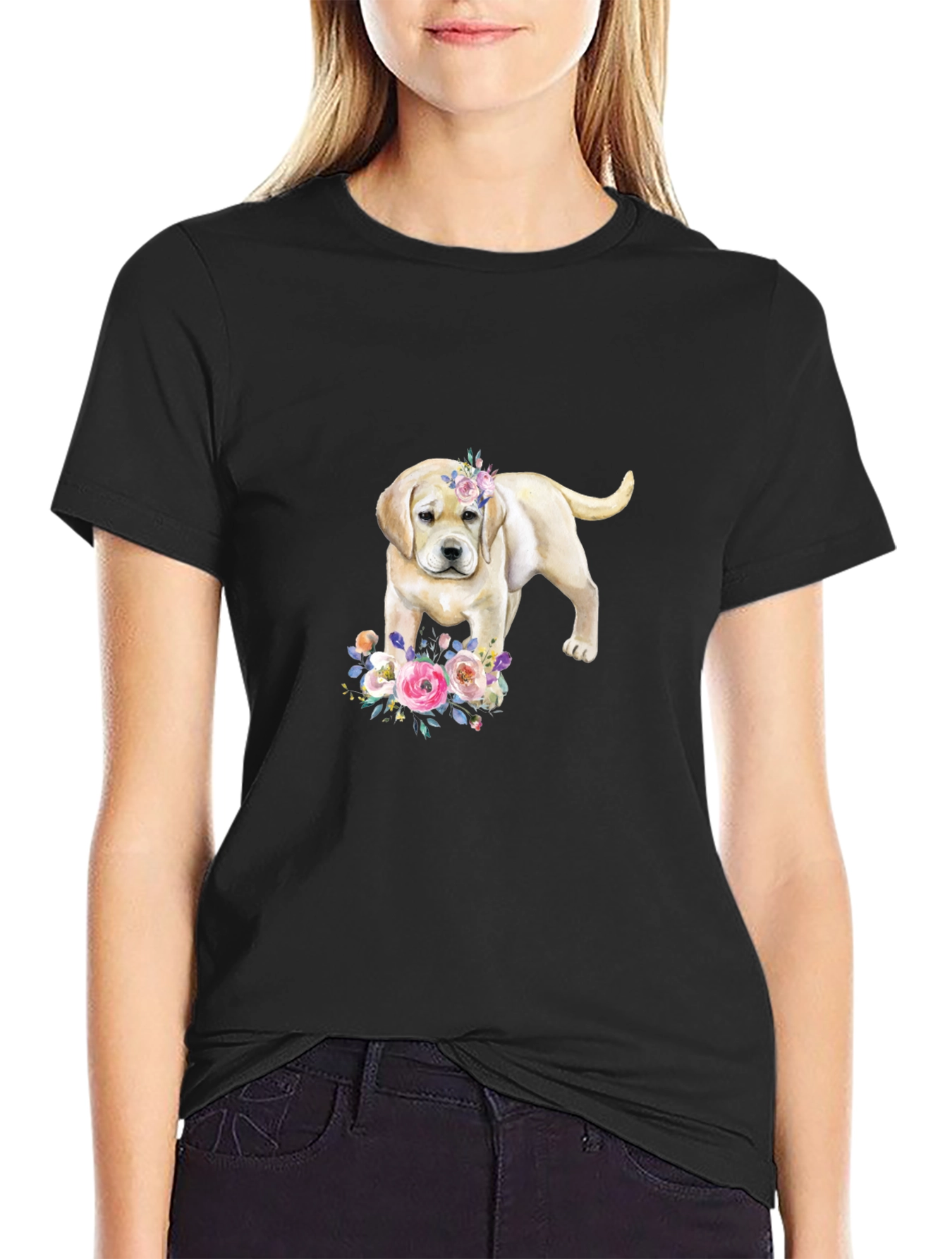 Labrador Puppy Floral T-Shirt