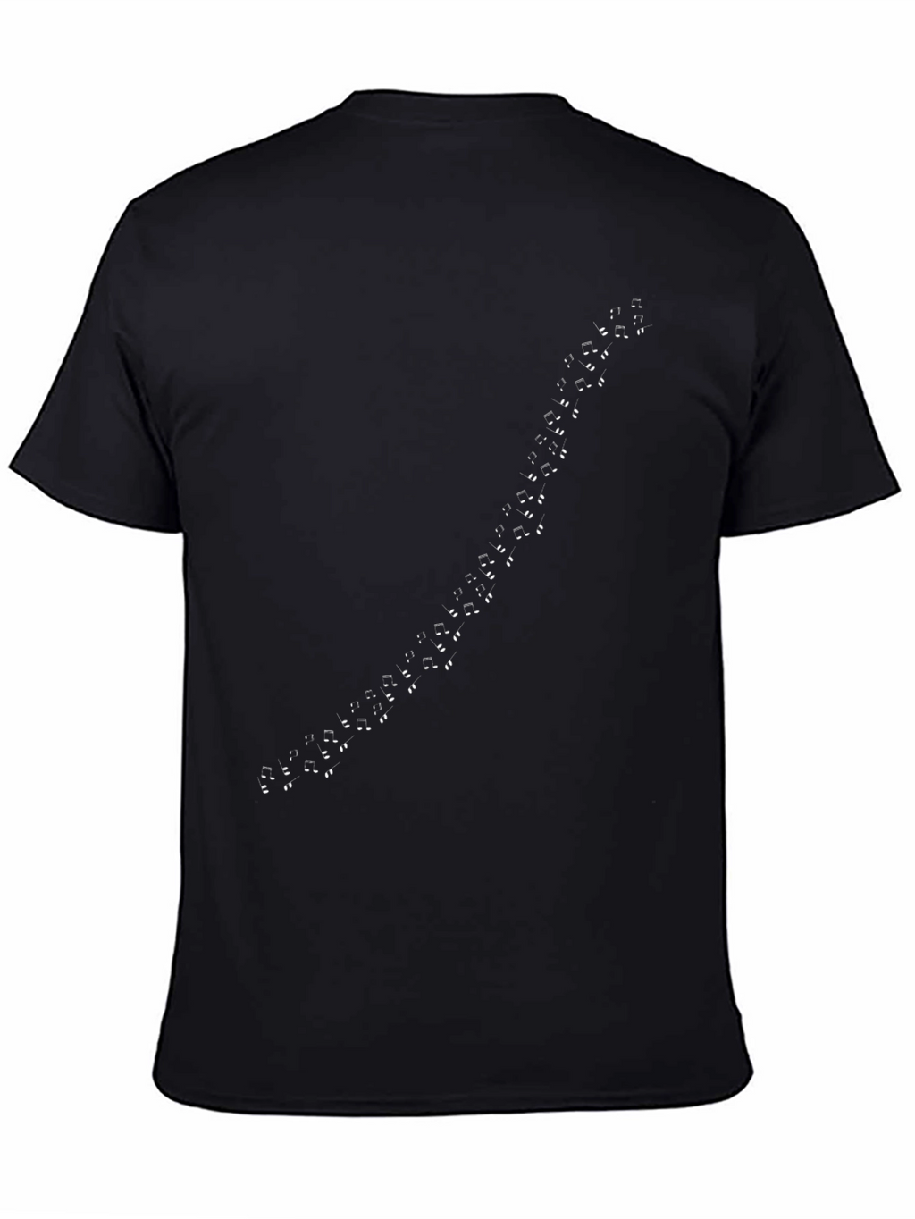 Black T-Shirt with Footprint Trail Graphic