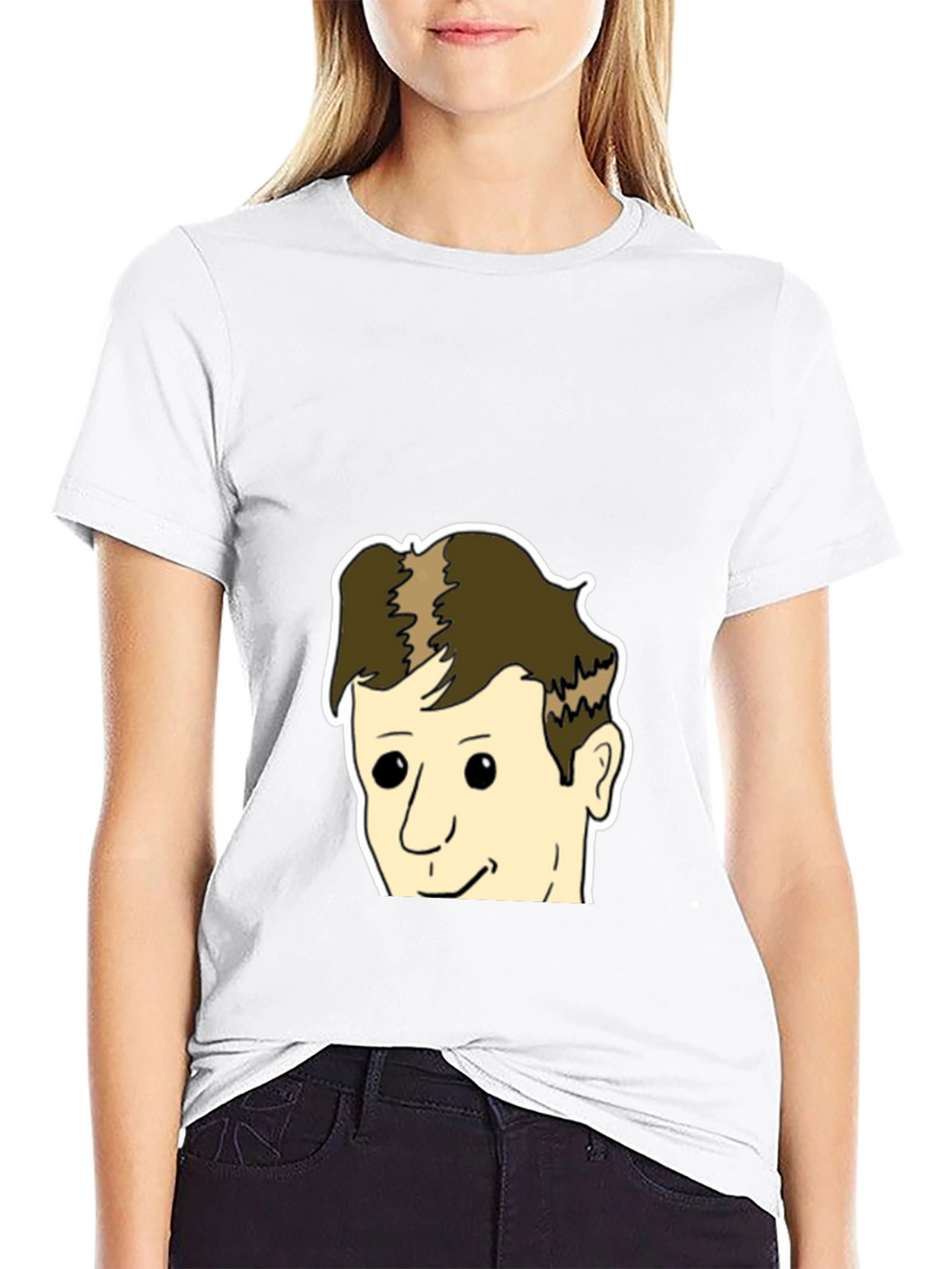 Black T-Shirt with Cartoon Face Design