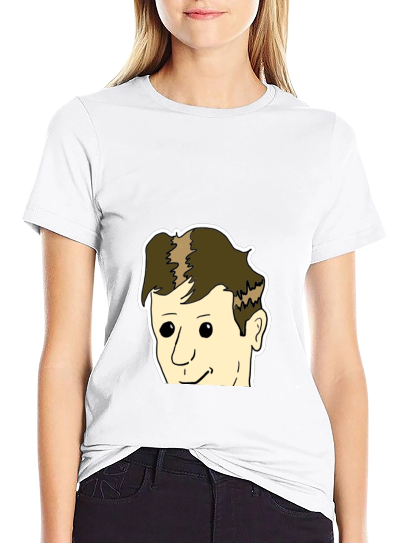 Black T-Shirt with Cartoon Face Design