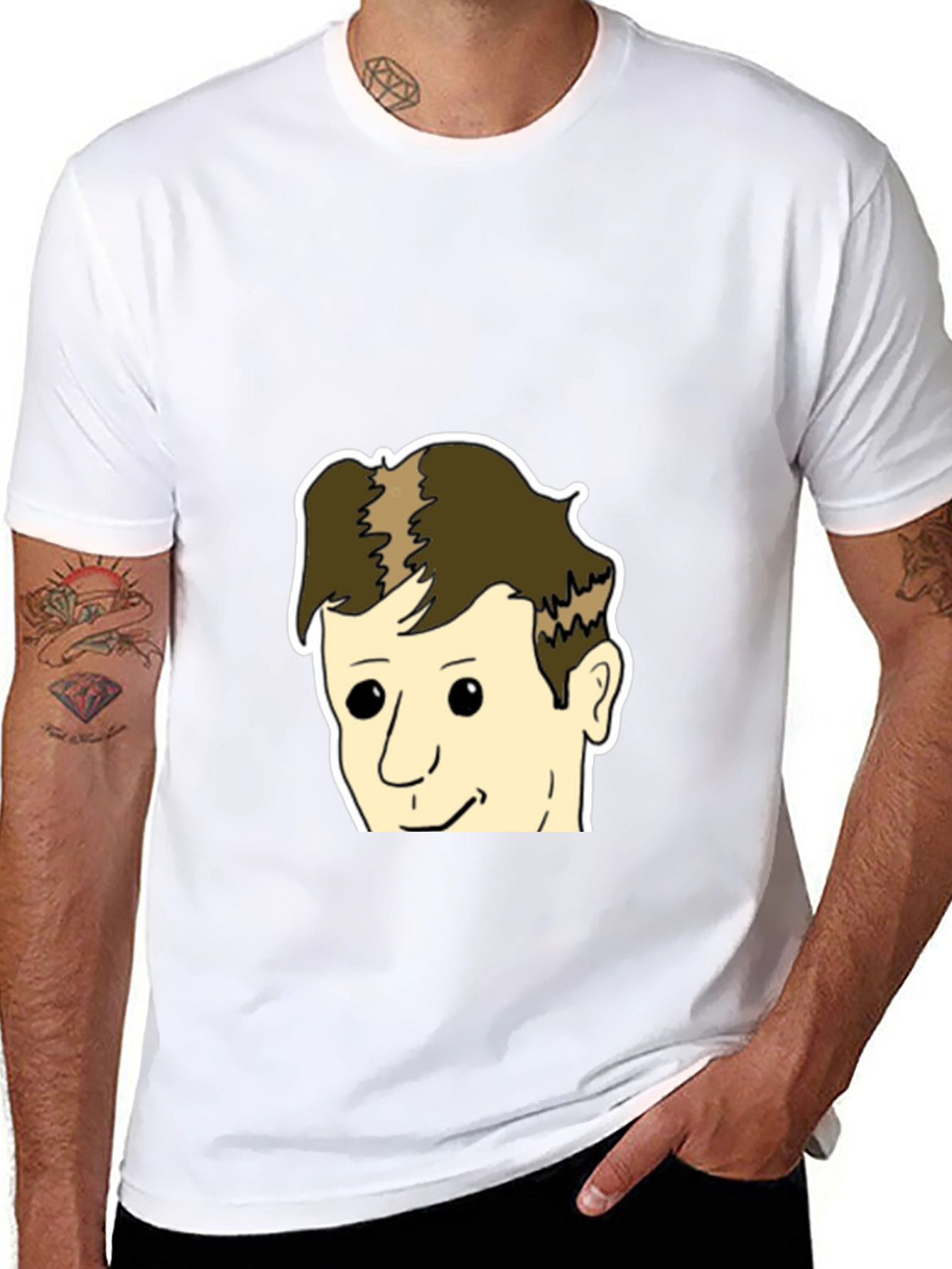 Black T-Shirt with Cartoon Face Design