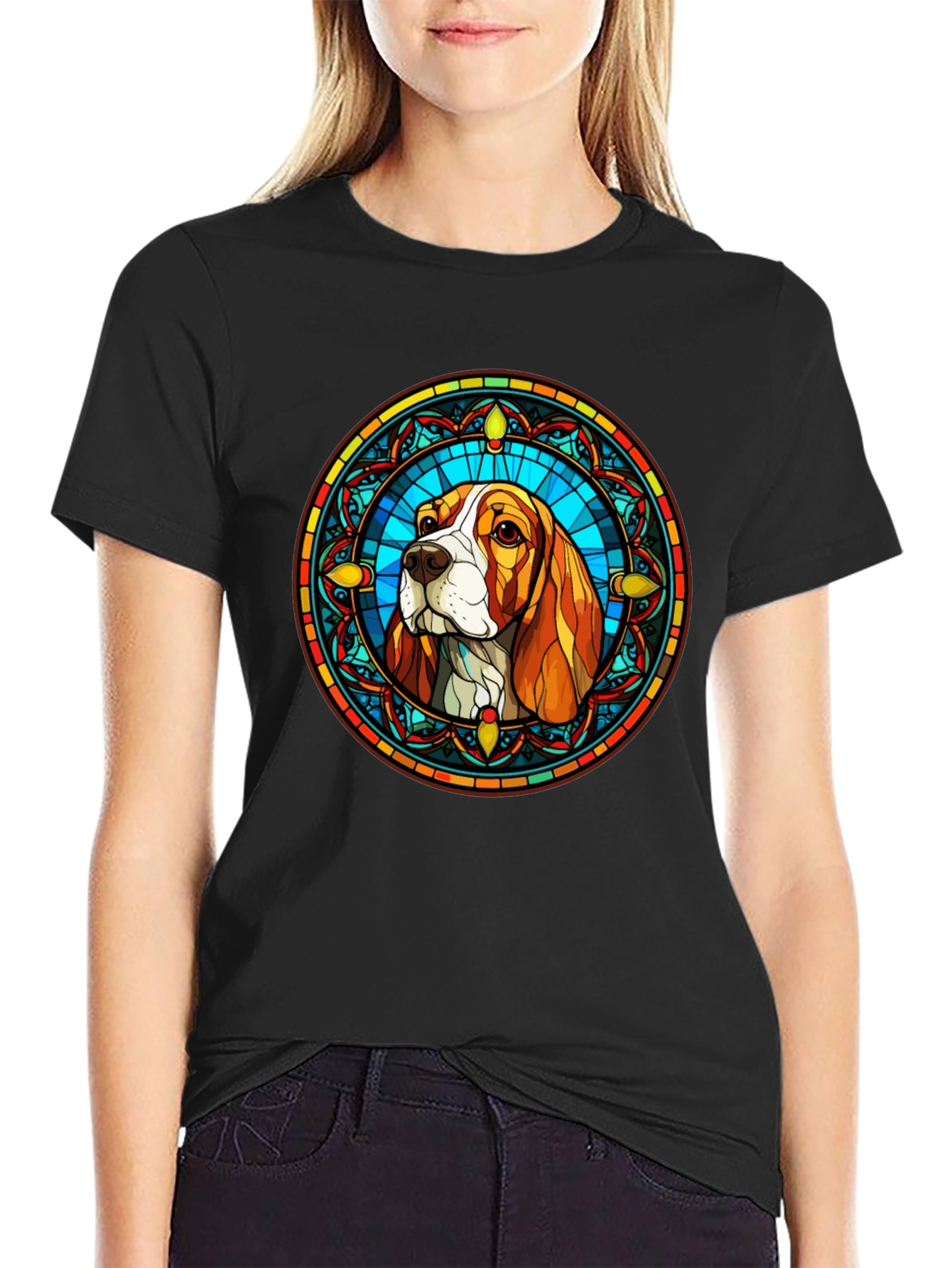Stained Glass Dog Graphic Tee - Beagle