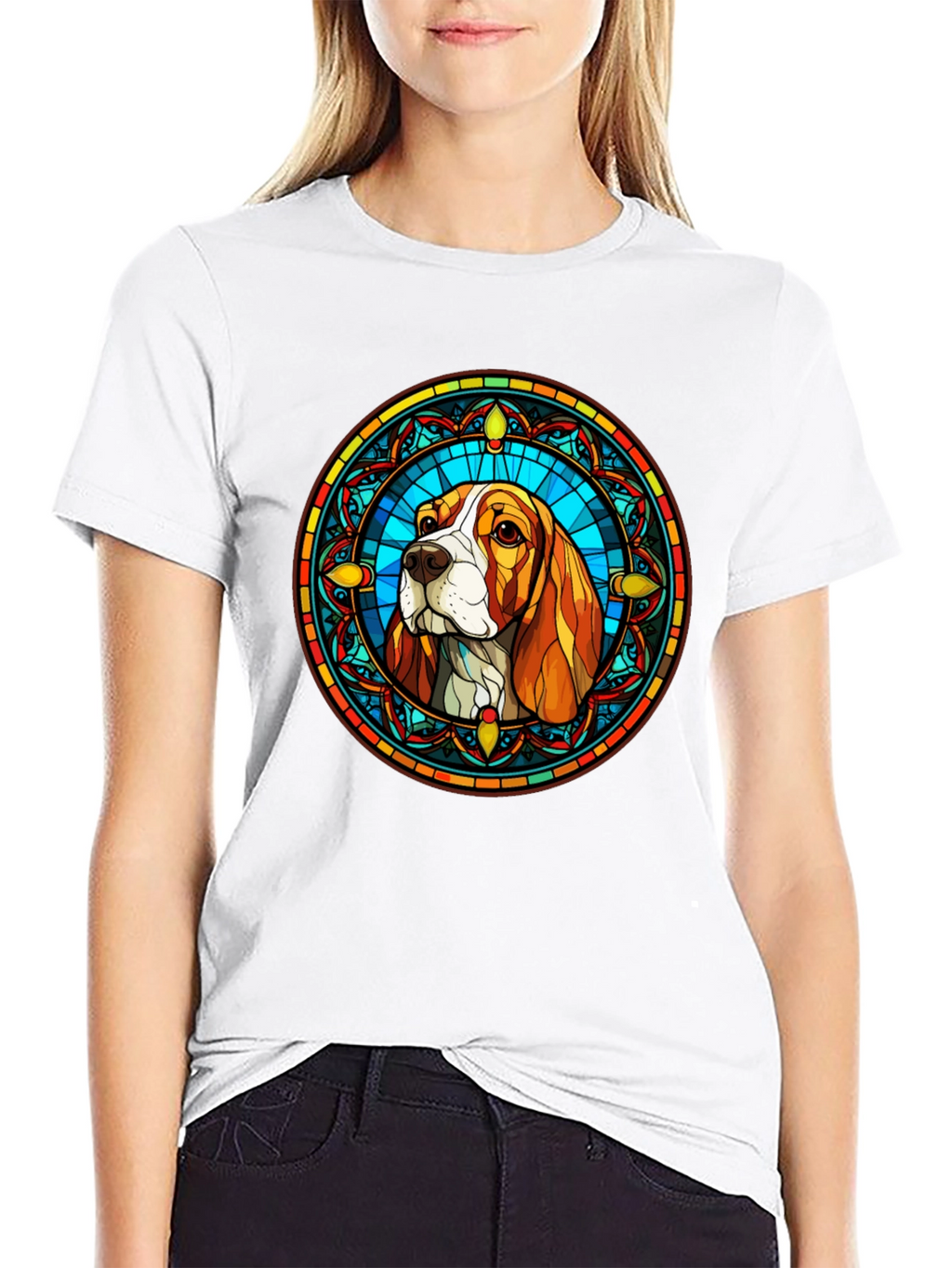 Stained Glass Dog Graphic Tee - Beagle
