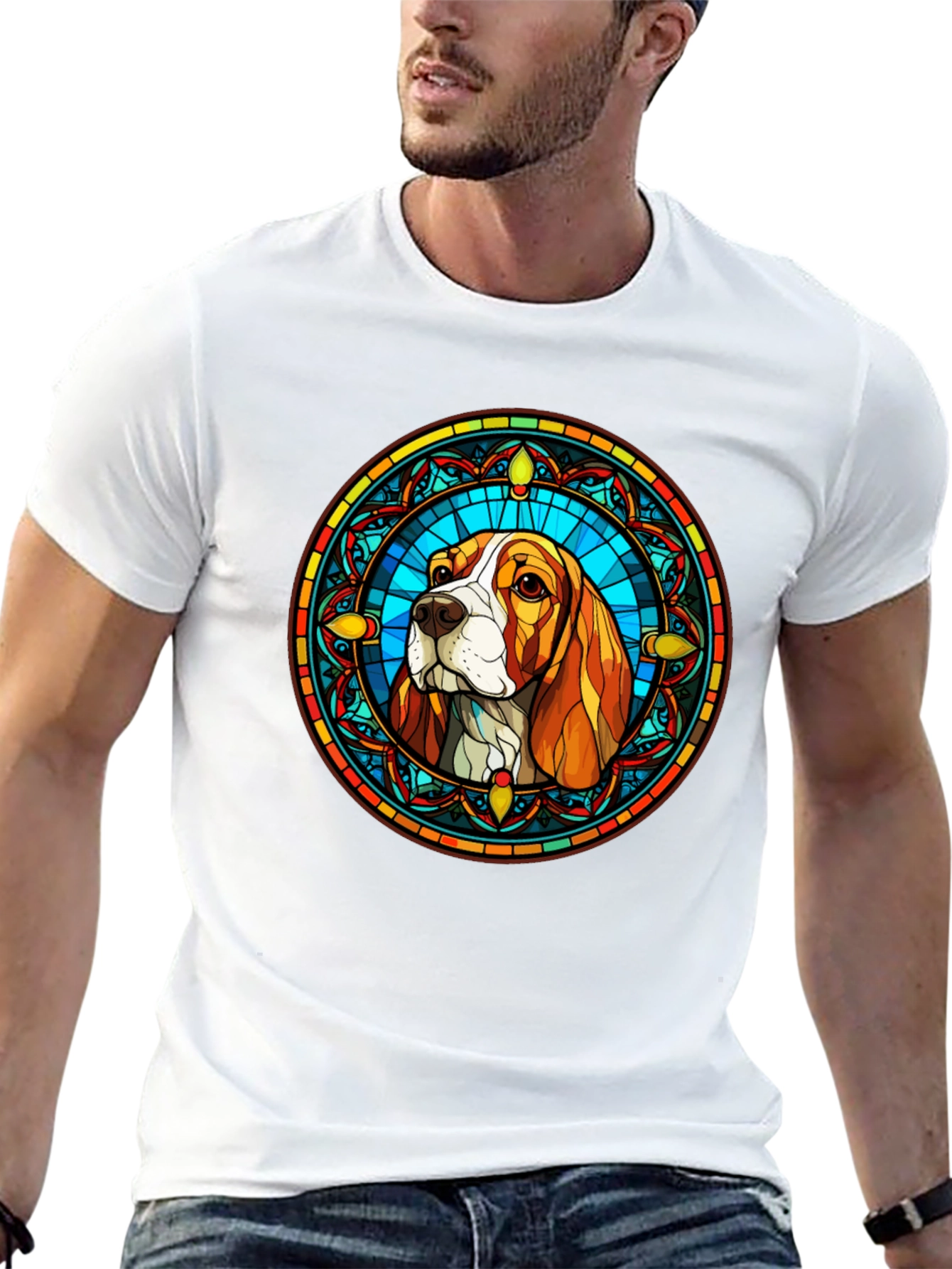 Stained Glass Dog Graphic Tee - Beagle