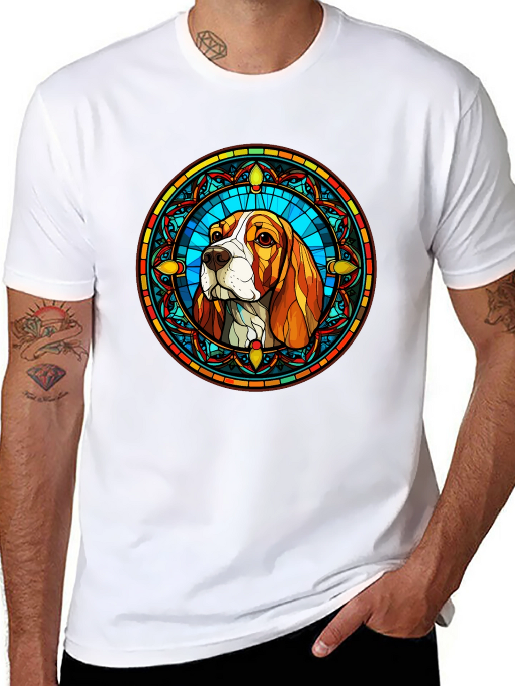 Stained Glass Dog Graphic Tee - Beagle