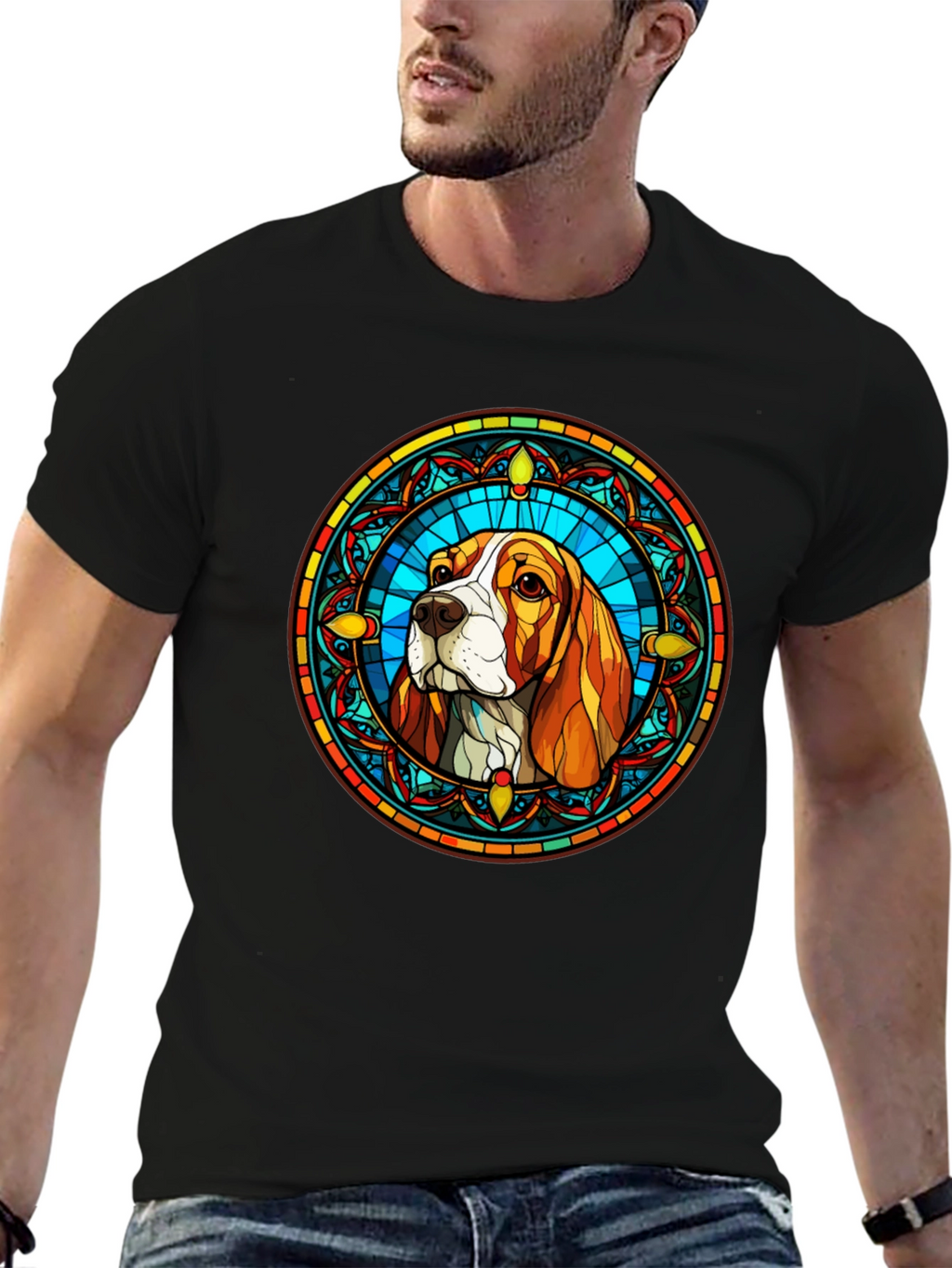 Stained Glass Dog Graphic Tee - Beagle