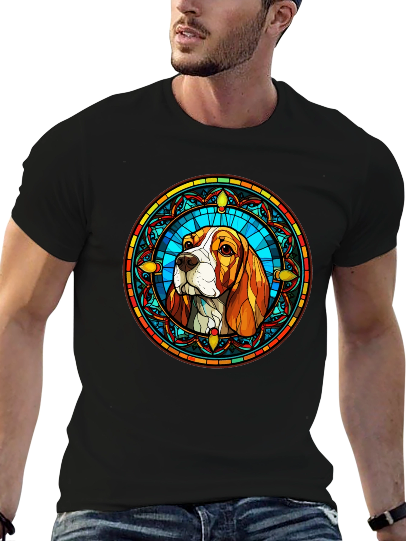 Stained Glass Dog Graphic Tee - Beagle
