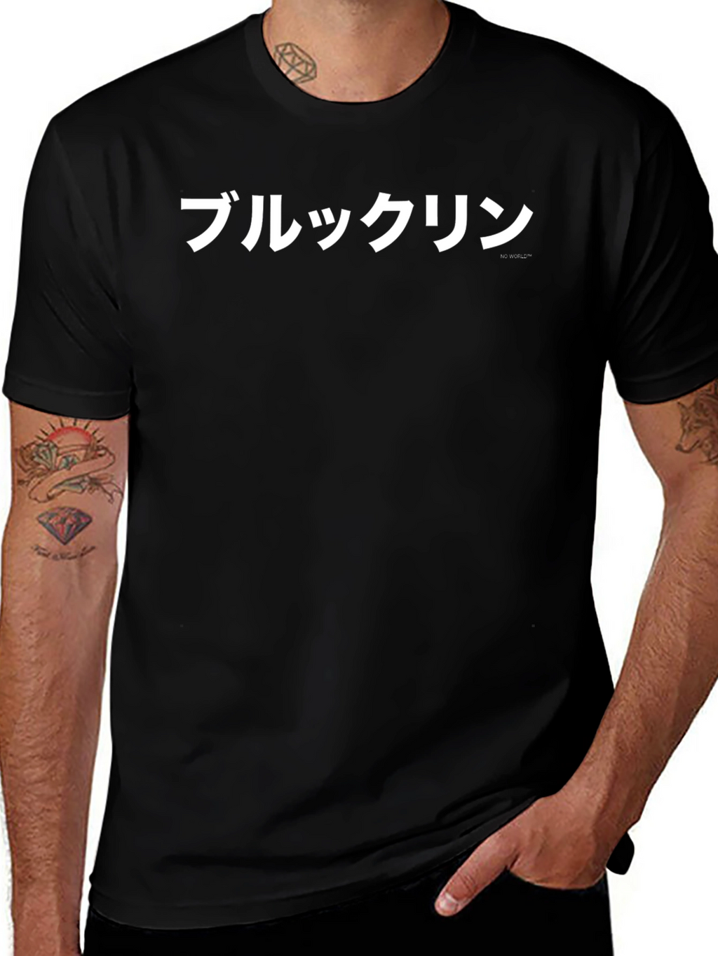 Black T-Shirt with Japanese Text Design
