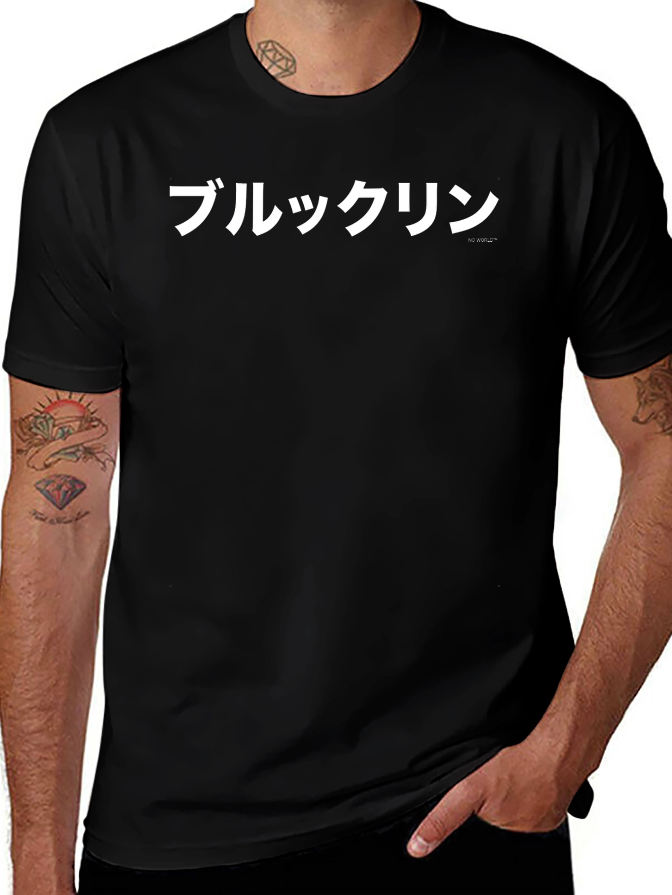 Black T-Shirt with Japanese Text Design