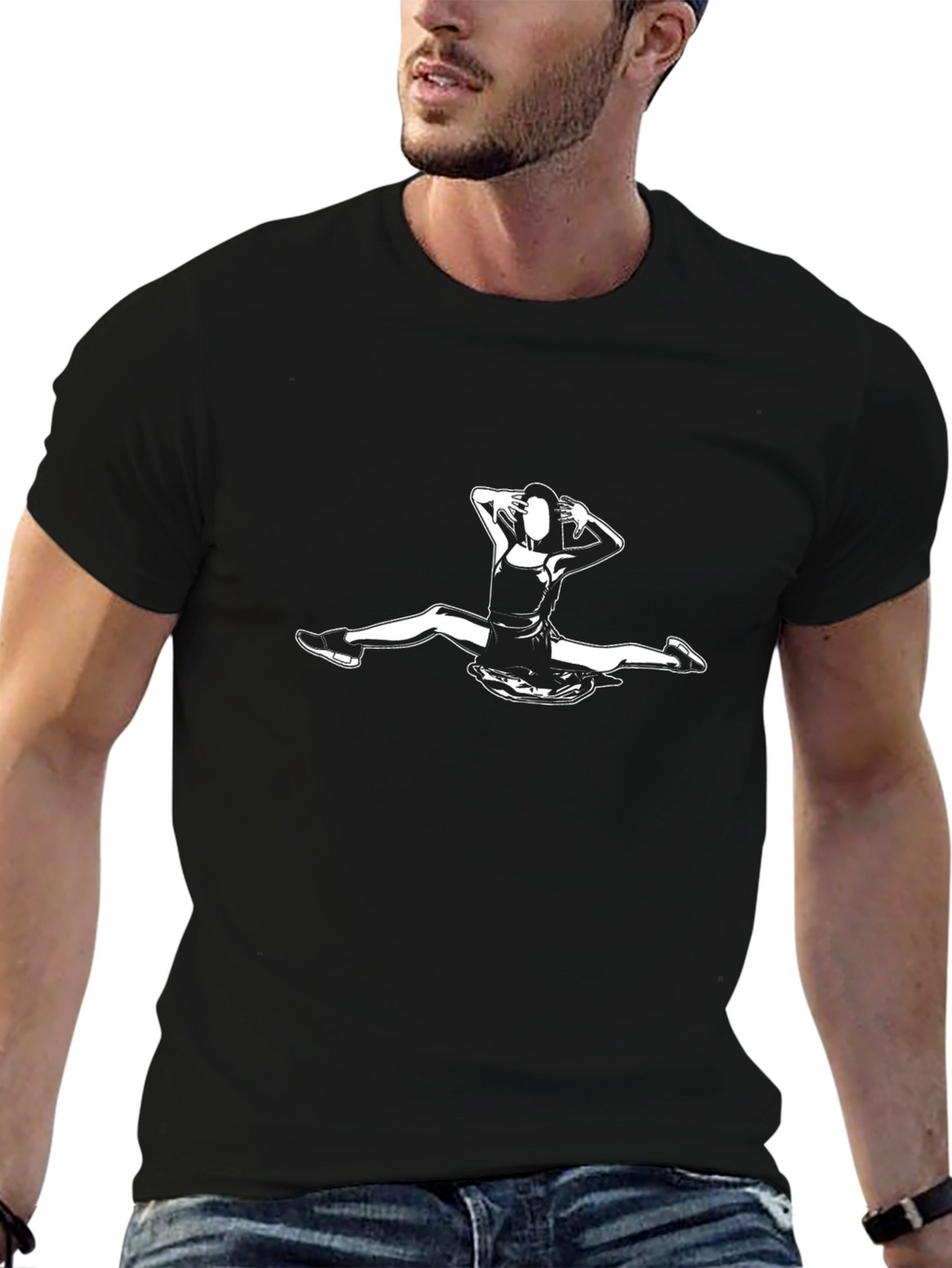 Black T-Shirt with Dancer Graphic
