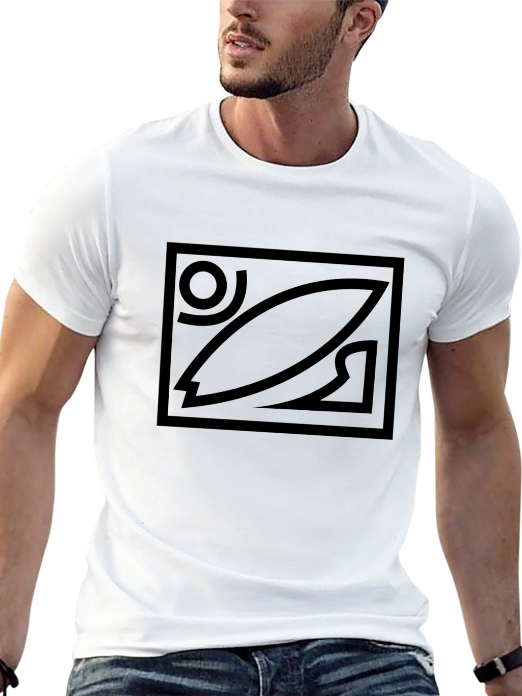Black Graphic Tee - Surf Design