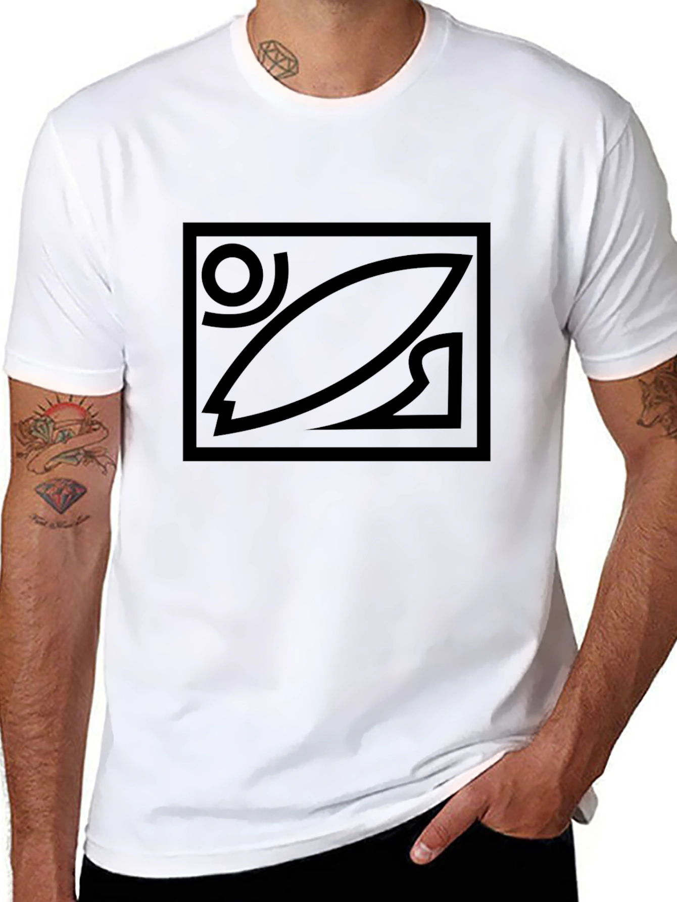 Black Graphic Tee - Surf Design