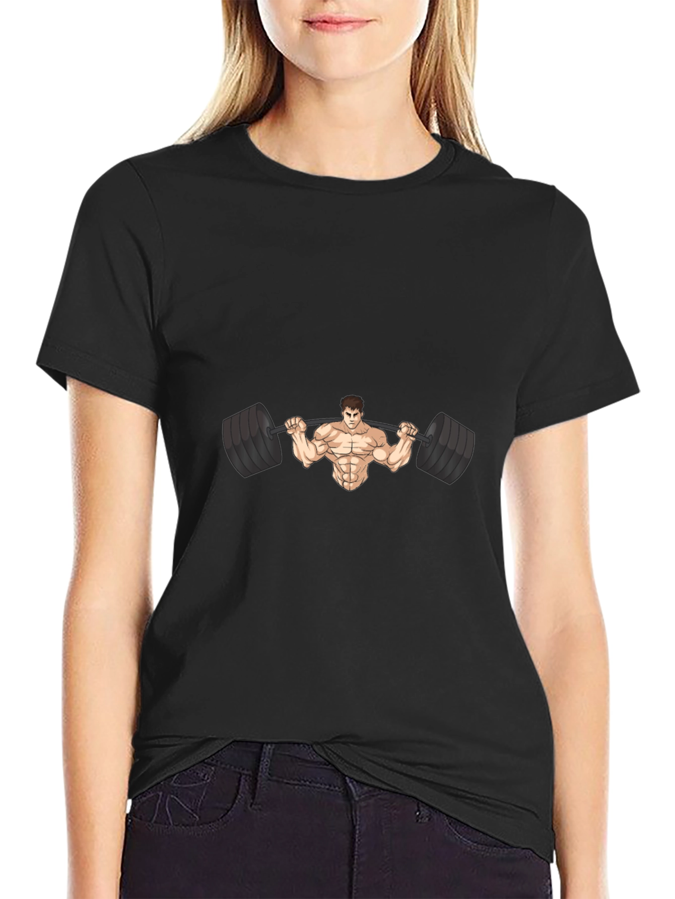 Muscle Man Barbell Black T-Shirt