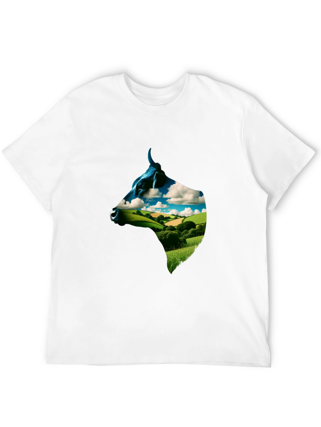 Cow Head Landscape Graphic Tee - Black