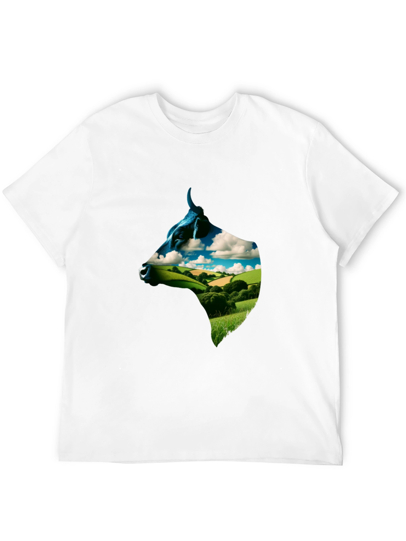 Cow Head Landscape Graphic Tee - Black