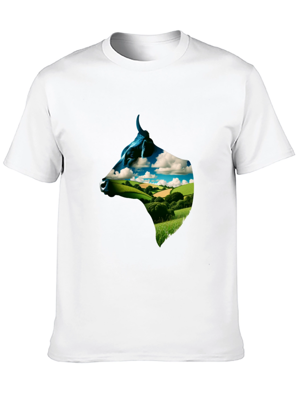 Cow Head Landscape Graphic Tee - Black