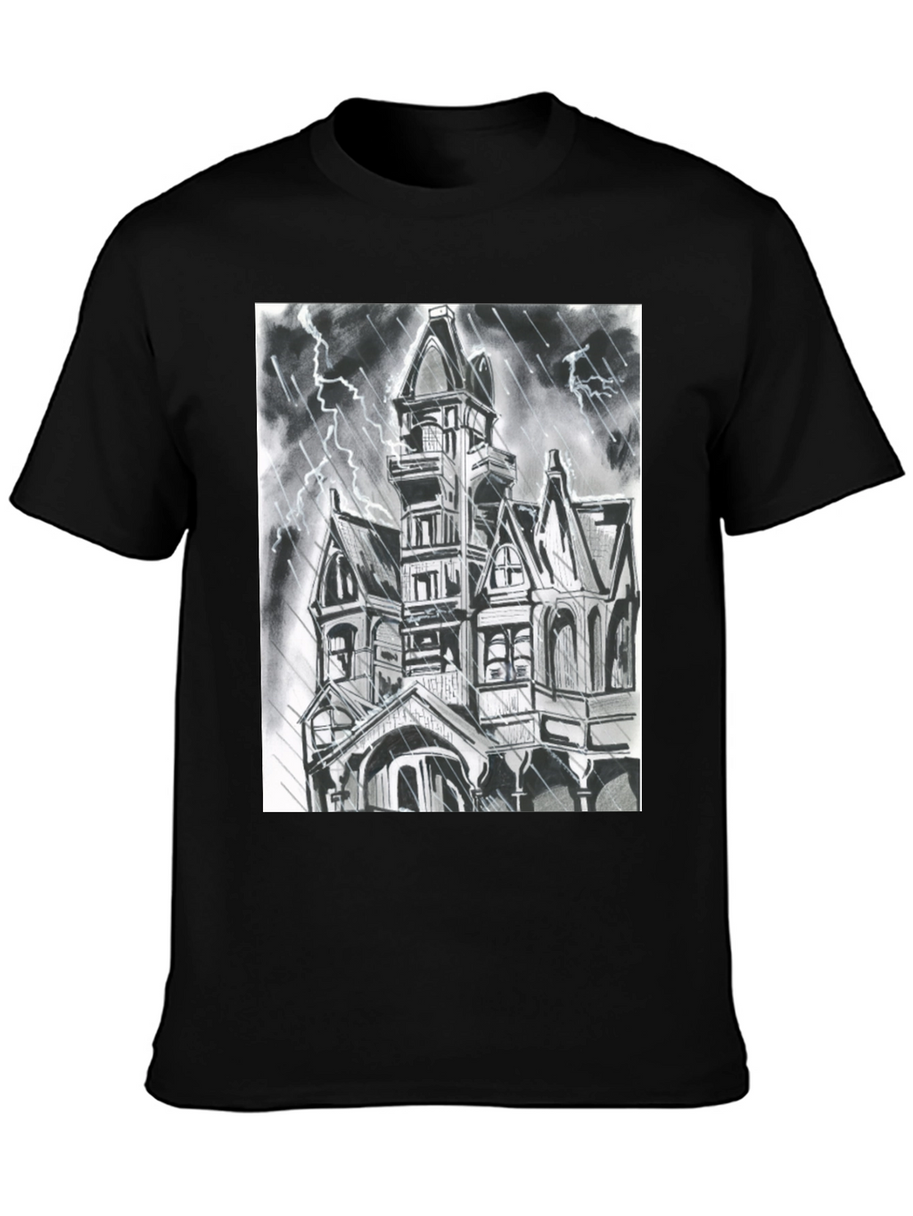 Haunted House Graphic Tee - Spooky Season Shirt