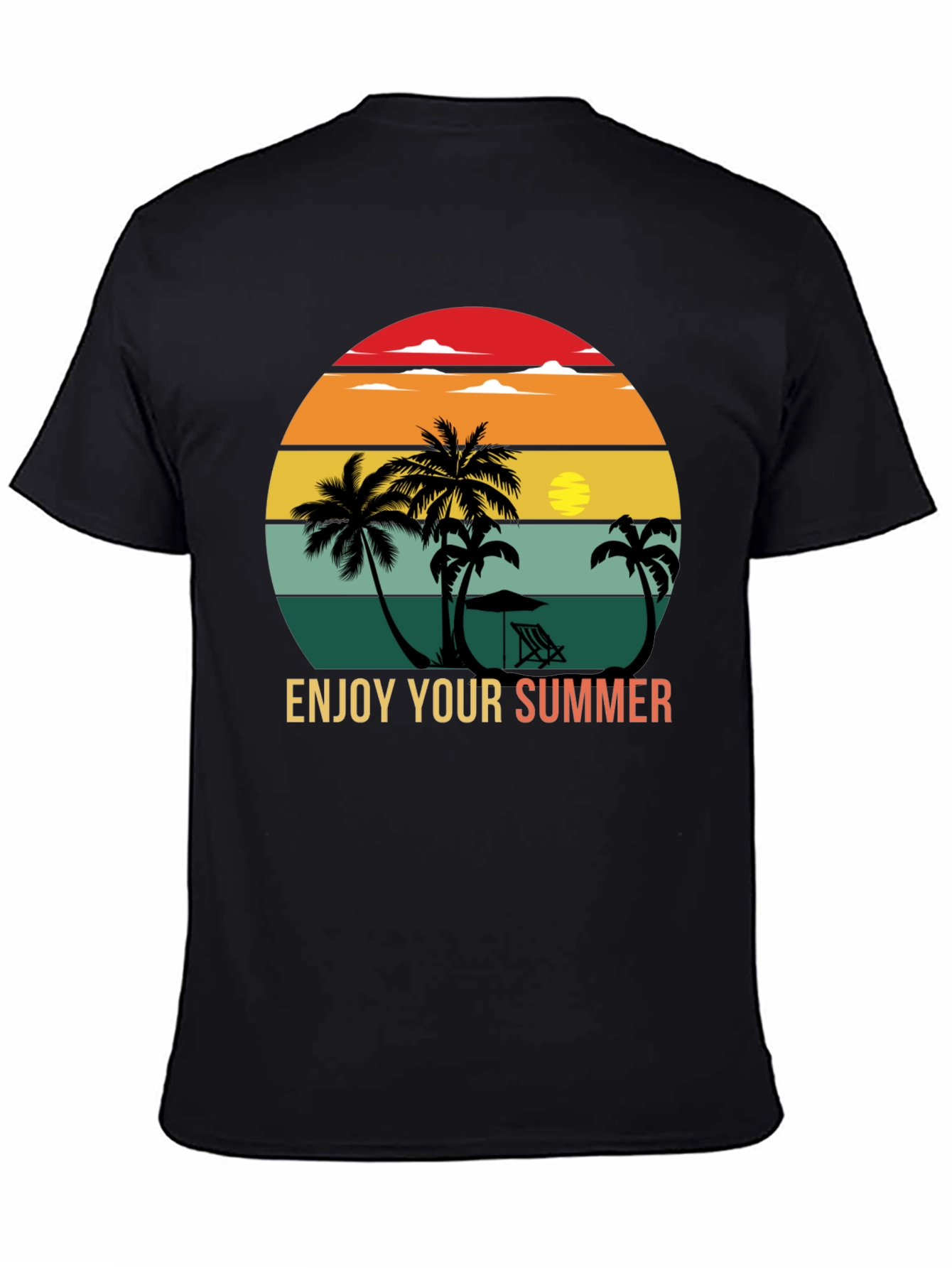 Retro Sunset Palm Tee - Enjoy Your Summer Graphic T-Shirt