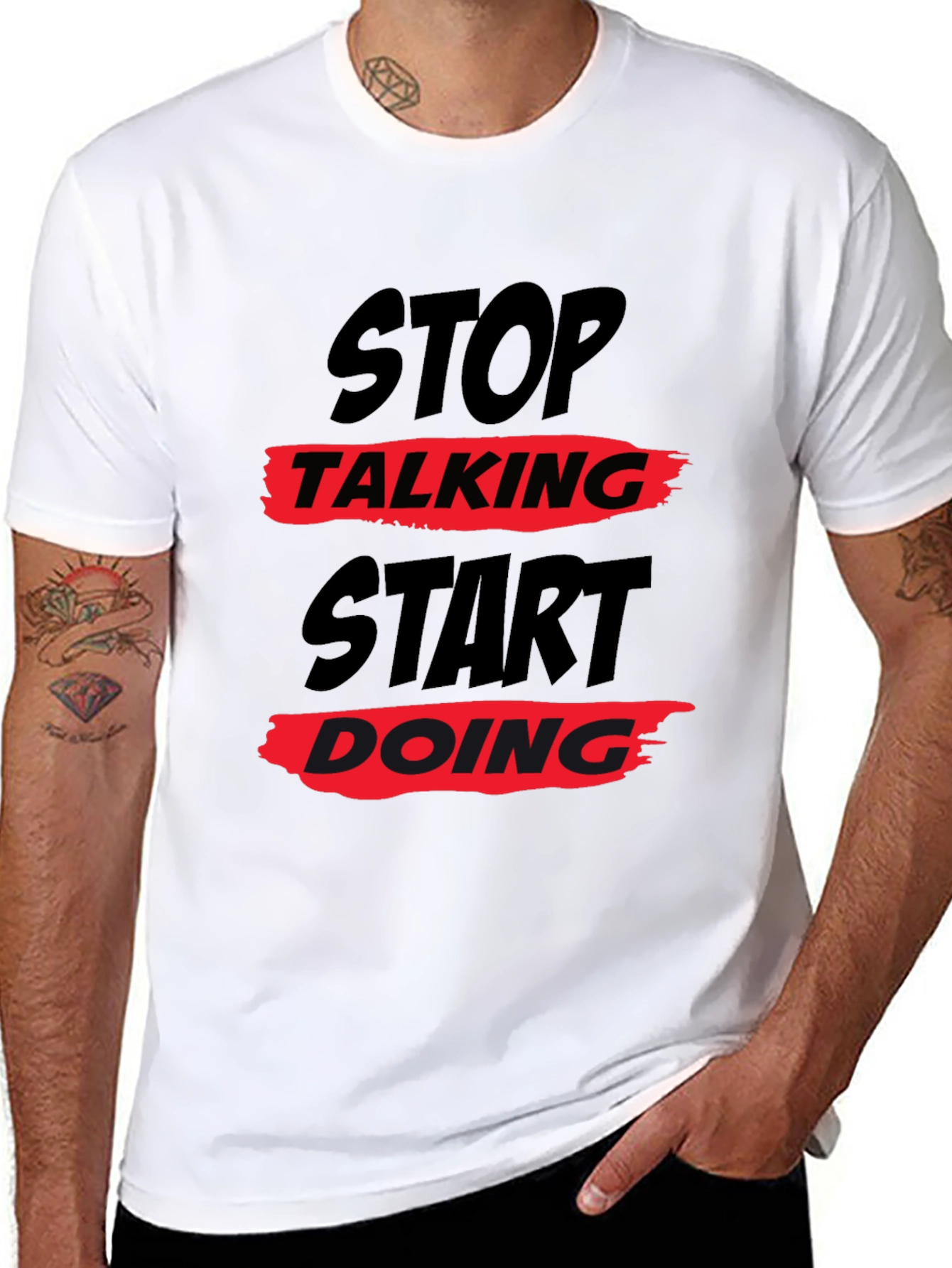 Stop Talking Start Doing Graphic Tee - Black