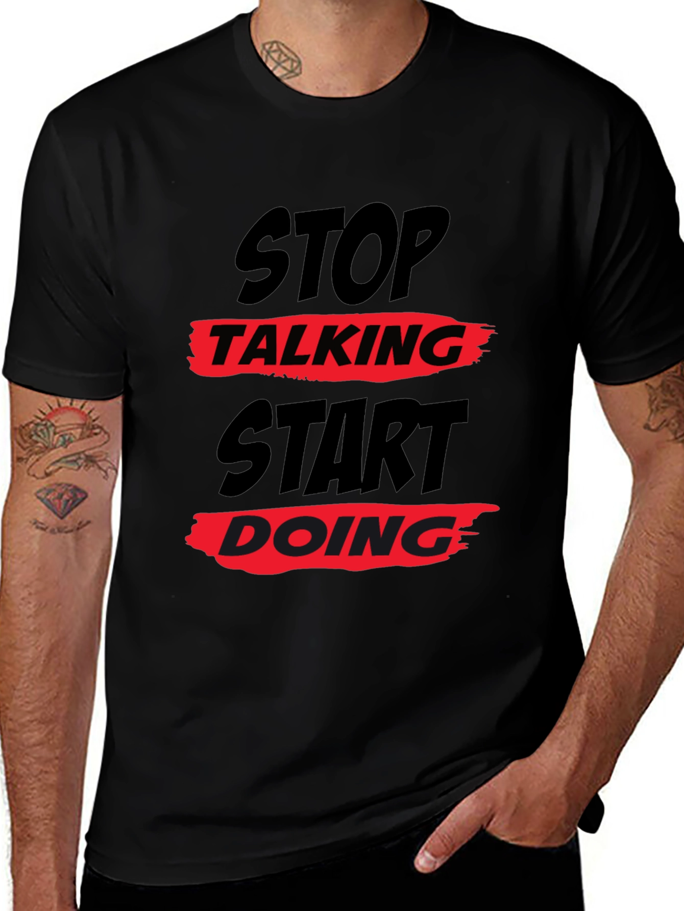 Stop Talking Start Doing Graphic Tee - Black