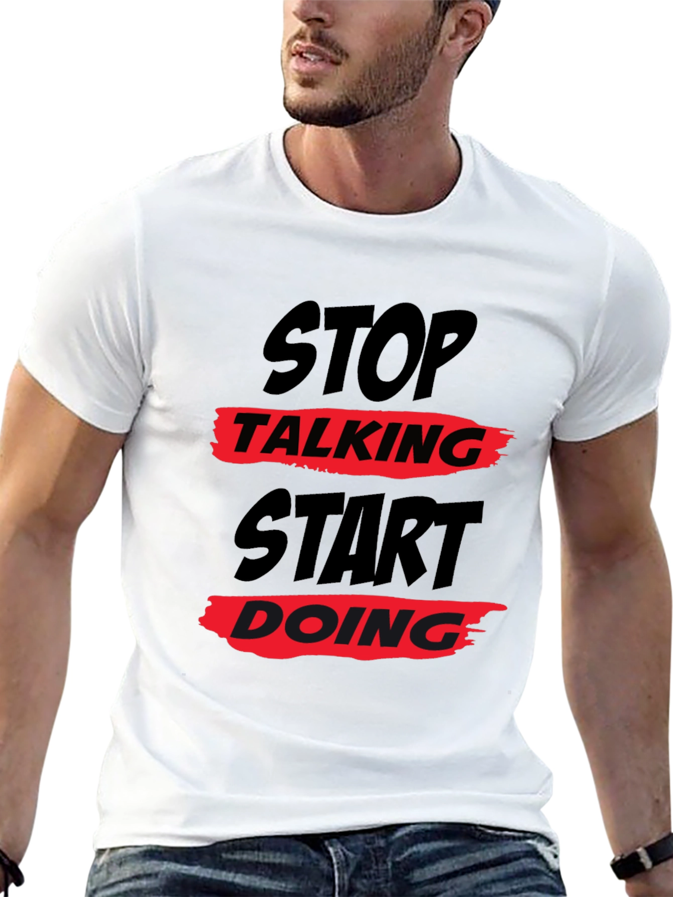 Stop Talking Start Doing Graphic Tee - Black