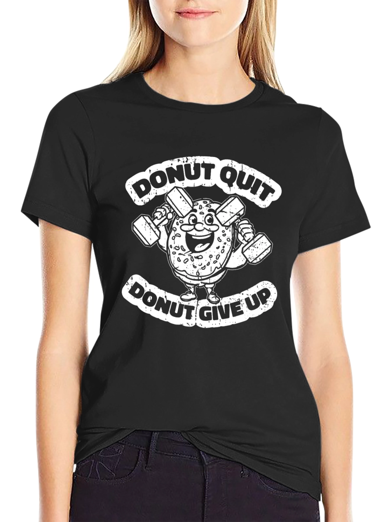 Donut Quit Donut Give Up Black T-Shirt
