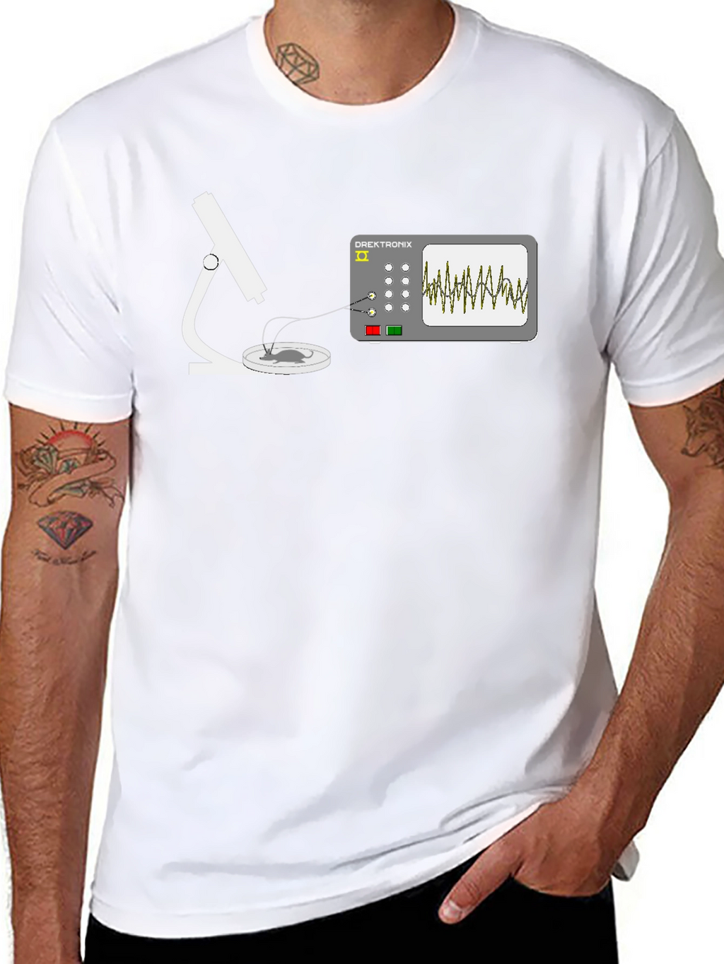 Lab Science T-Shirt: Microscope & Oscilloscope Design