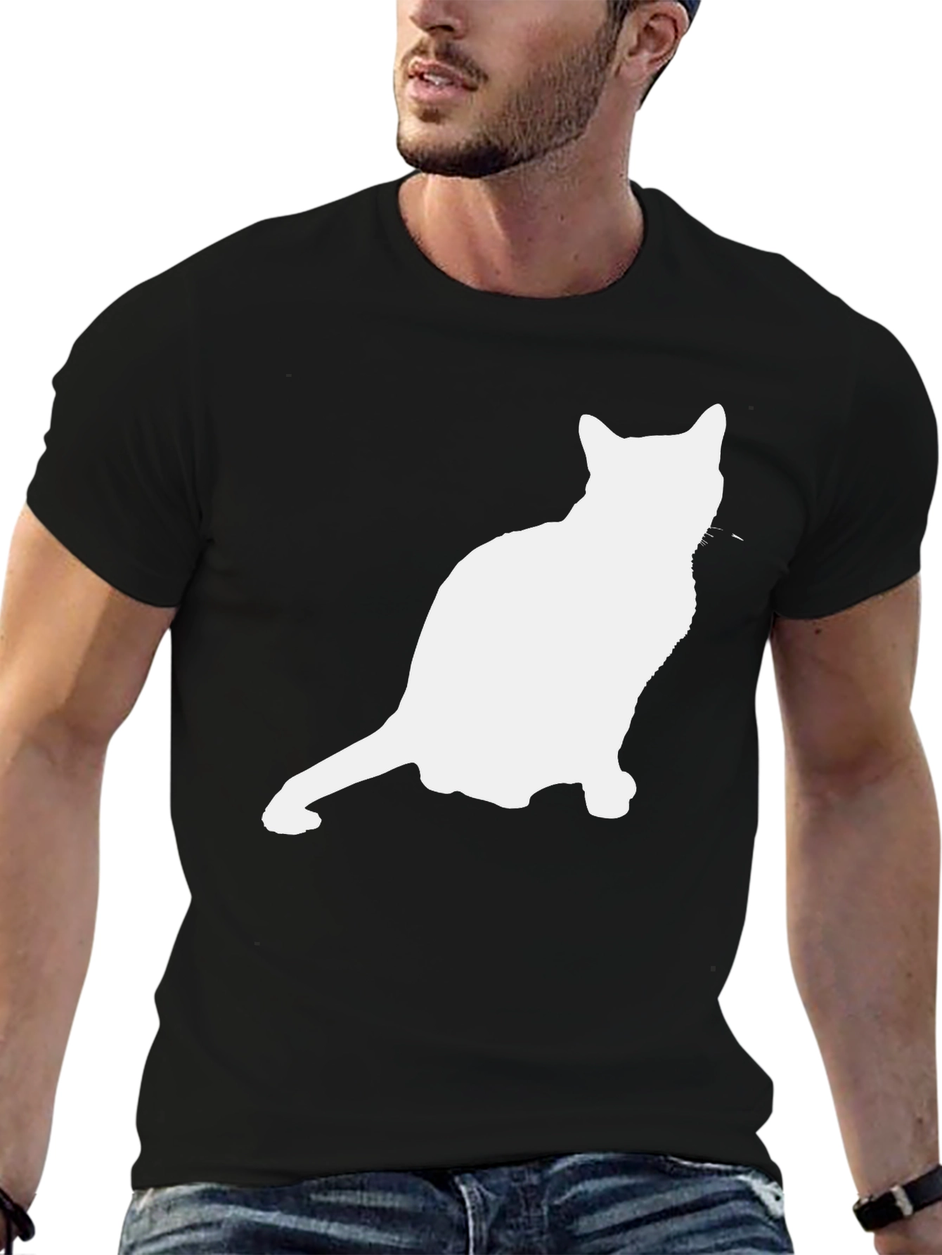 Cat Silhouette Graphic Tee - Unisex Black T-Shirt