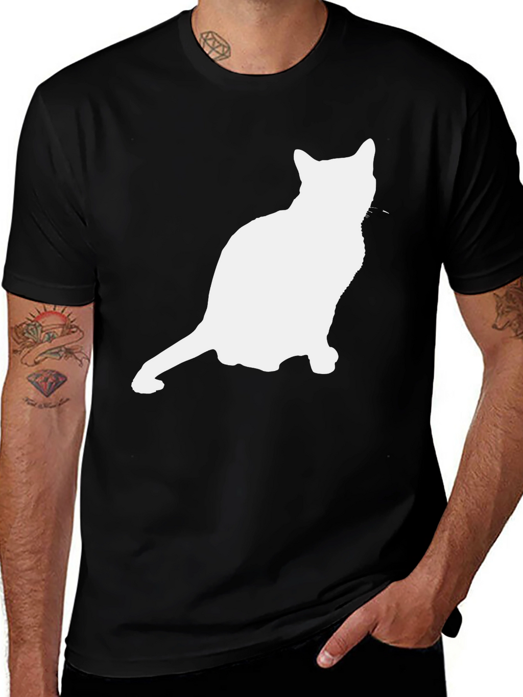 Cat Silhouette Graphic Tee - Unisex Black T-Shirt