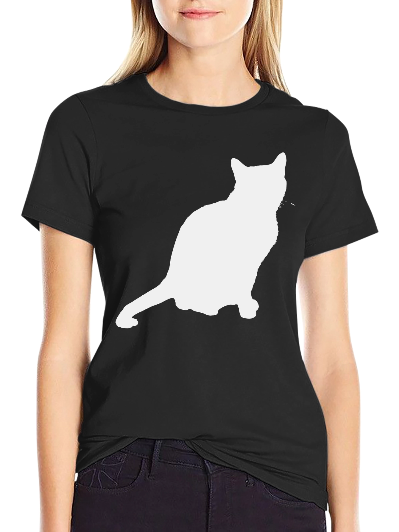 Cat Silhouette Graphic Tee - Unisex Black T-Shirt