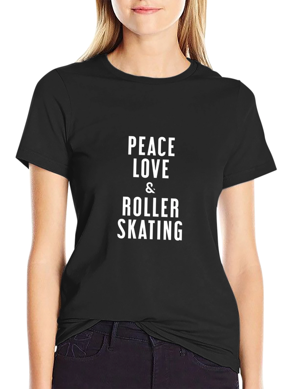 Peace Love & Roller Skating Black T-Shirt