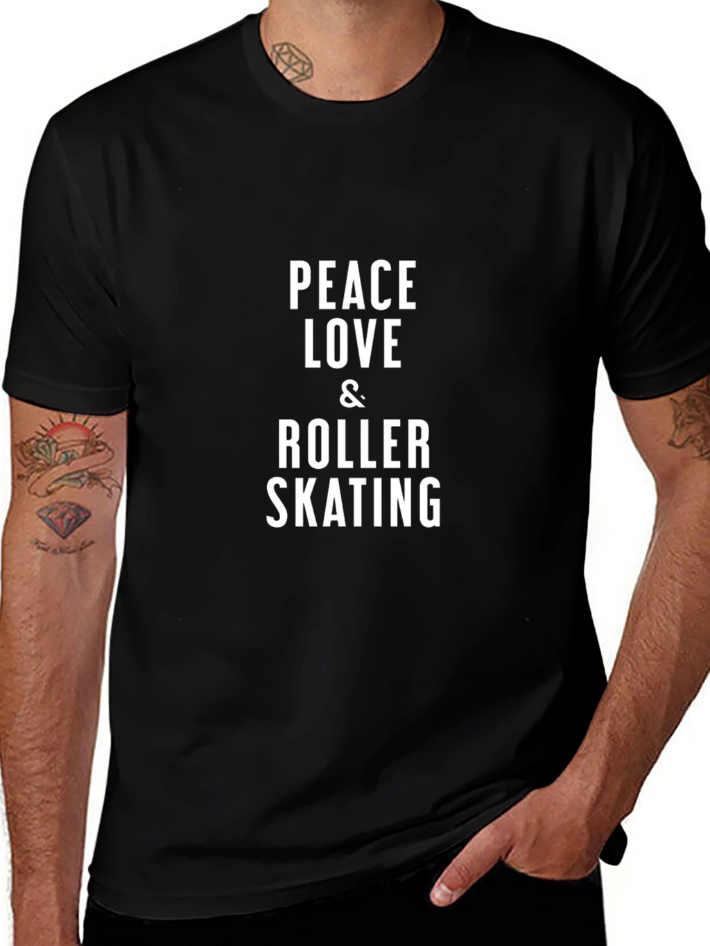 Peace Love & Roller Skating Black T-Shirt