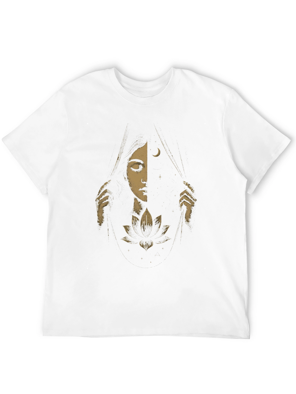 Celestial Lotus Graphic Tee - Black Cotton T-Shirt
