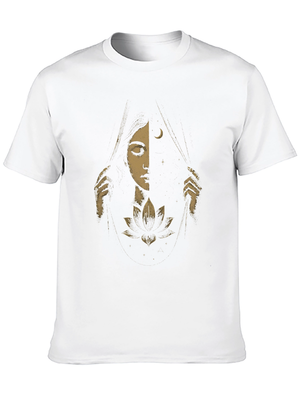 Celestial Lotus Graphic Tee - Black Cotton T-Shirt