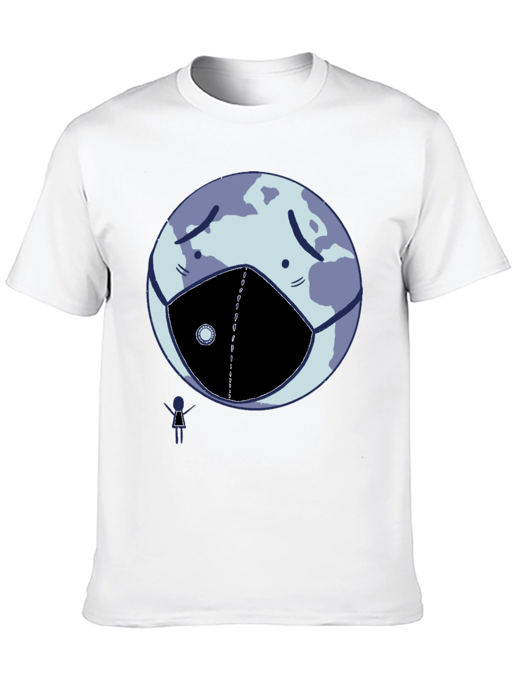 Earth Wearing Mask Graphic Tee - Black Cotton