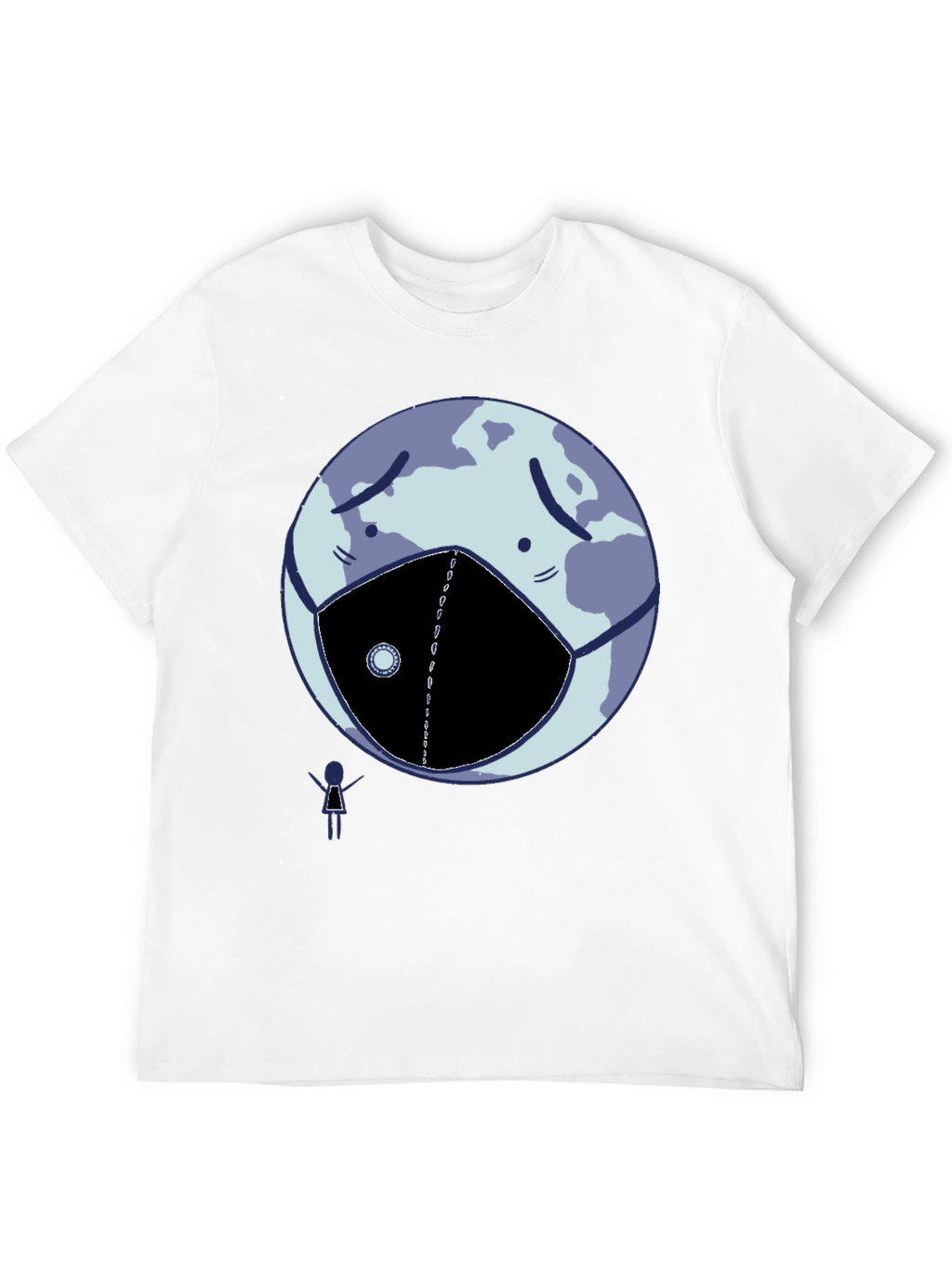 Earth Wearing Mask Graphic Tee - Black Cotton