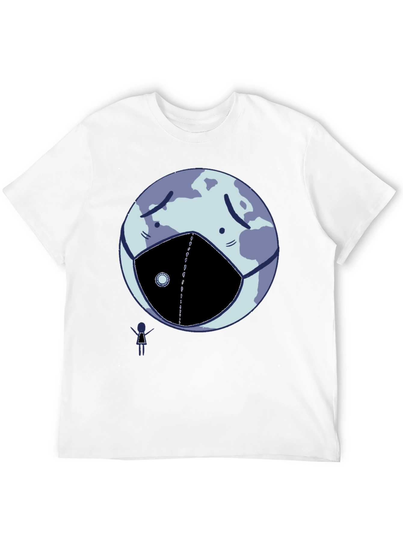 Earth Wearing Mask Graphic Tee - Black Cotton