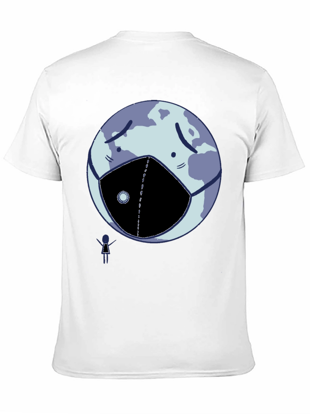 Earth Wearing Mask Graphic Tee - Black Cotton