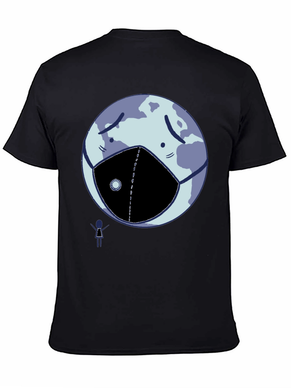 Earth Wearing Mask Graphic Tee - Black Cotton