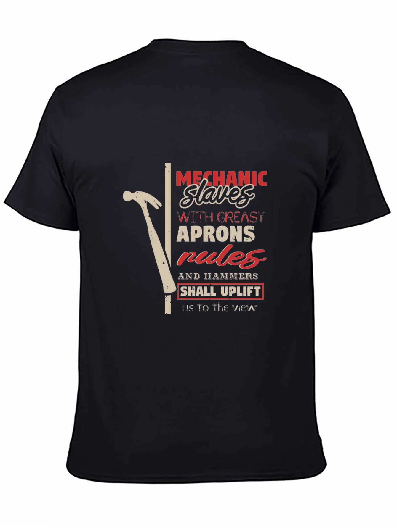 Mechanics Hammer & Slogan Graphic Tee - Black