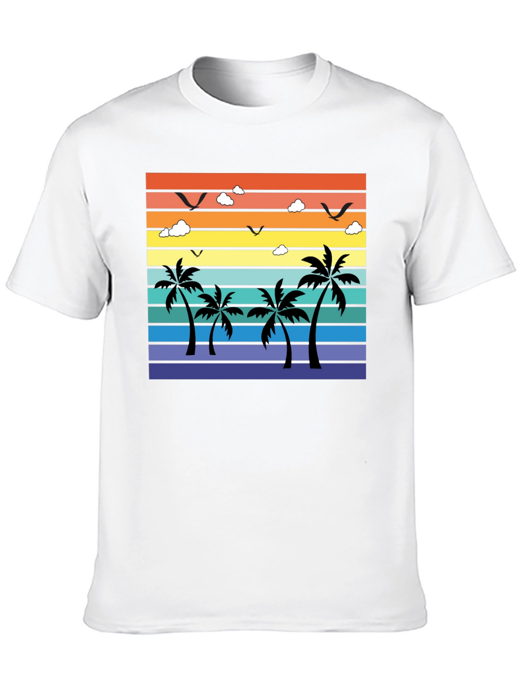 Tropical Sunset Palm Tree Graphic T-Shirt
