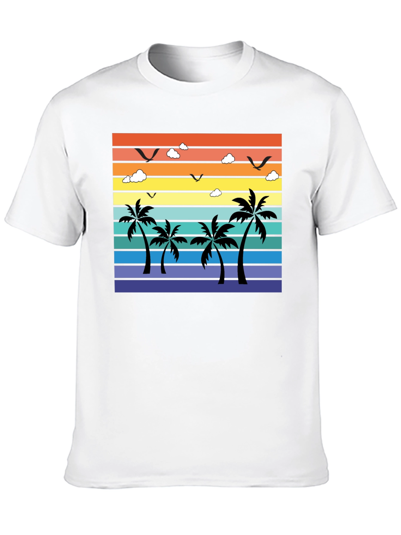 Tropical Sunset Palm Tree Graphic T-Shirt