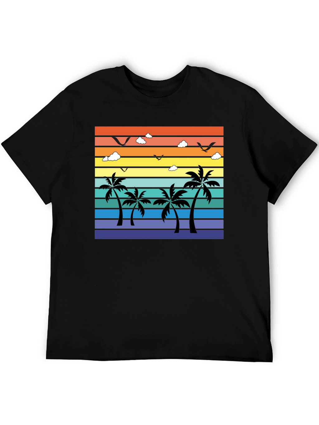 Tropical Sunset Palm Tree Graphic T-Shirt