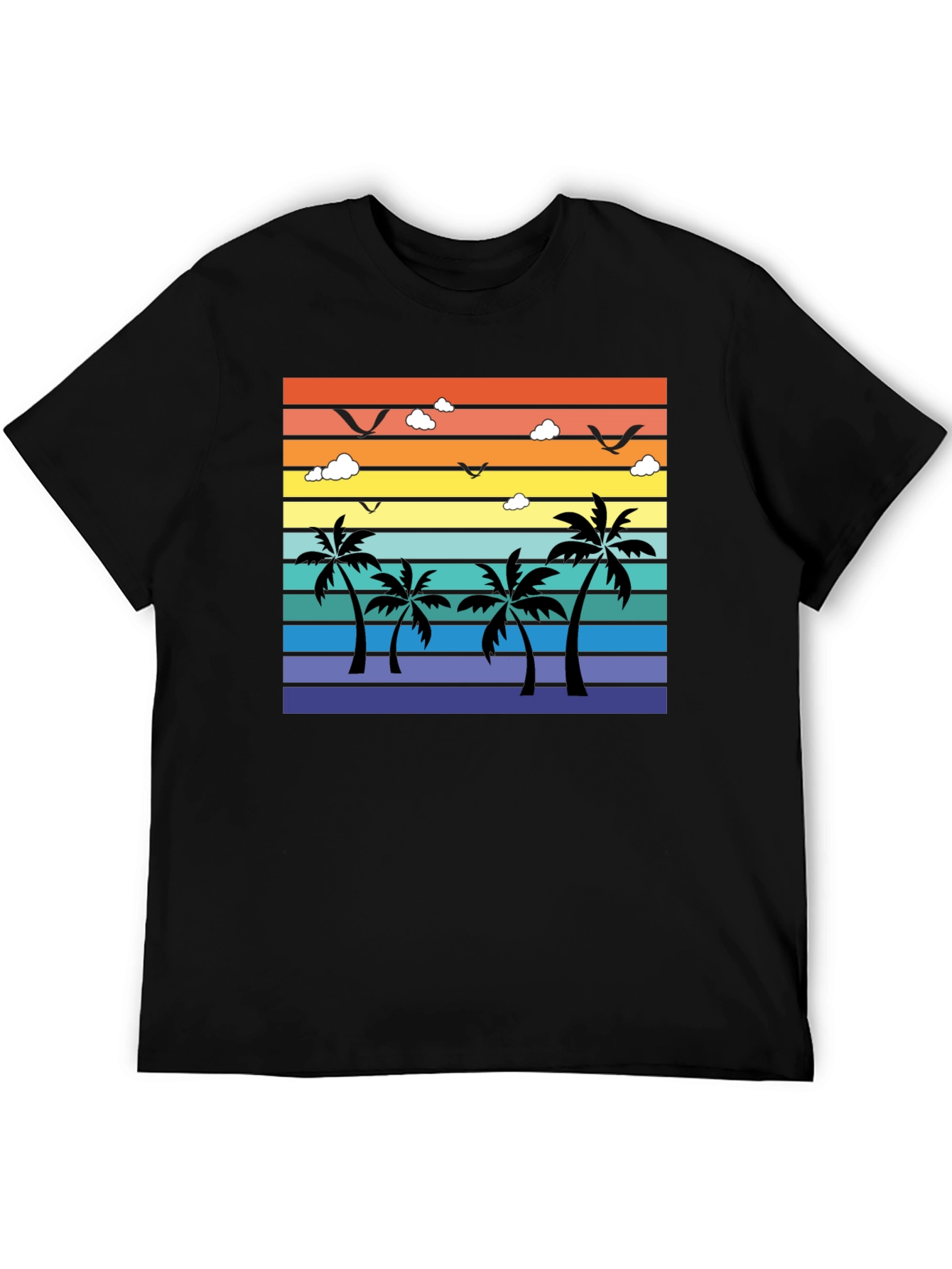 Tropical Sunset Palm Tree Graphic T-Shirt