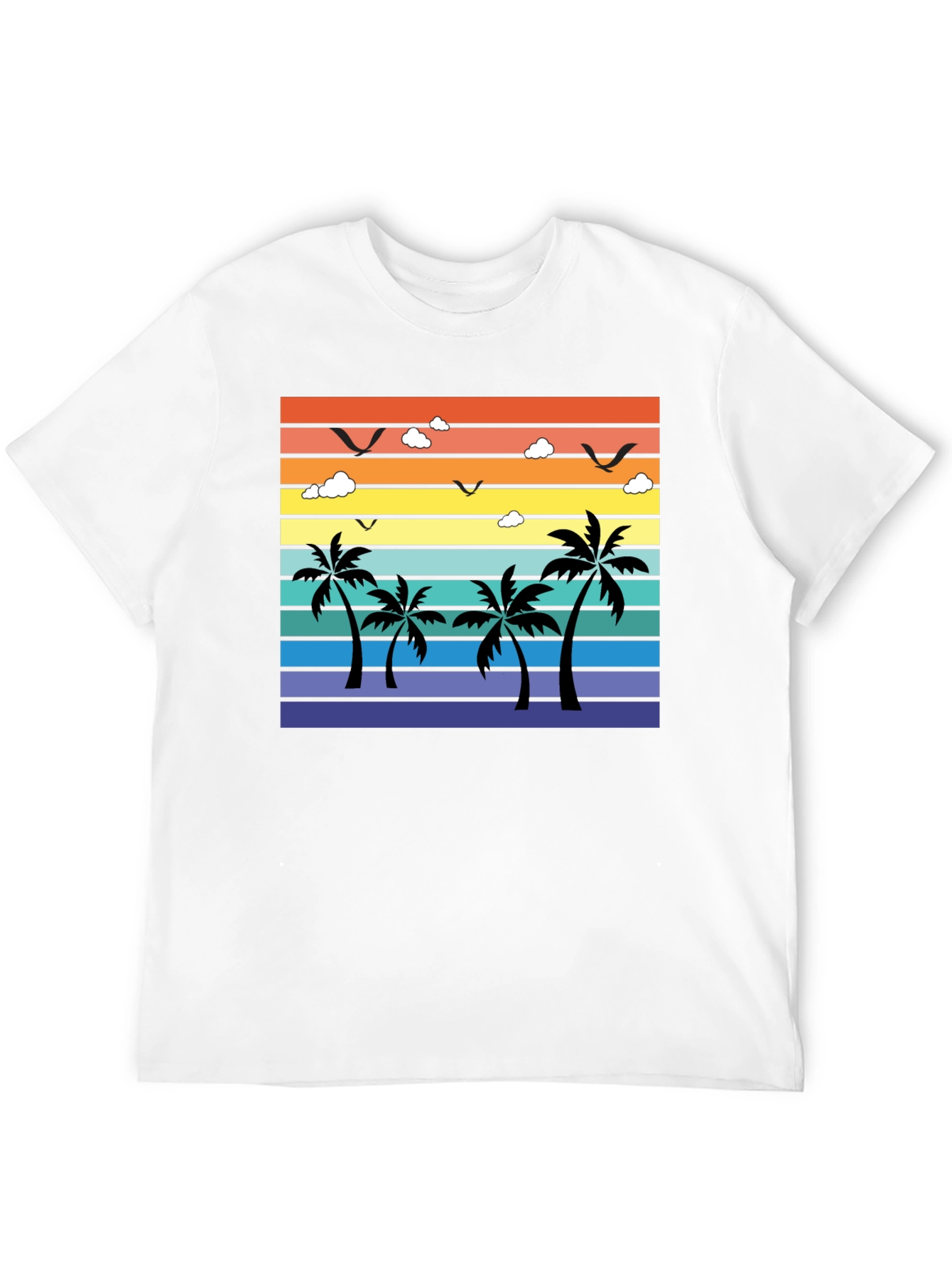 Tropical Sunset Palm Tree Graphic T-Shirt