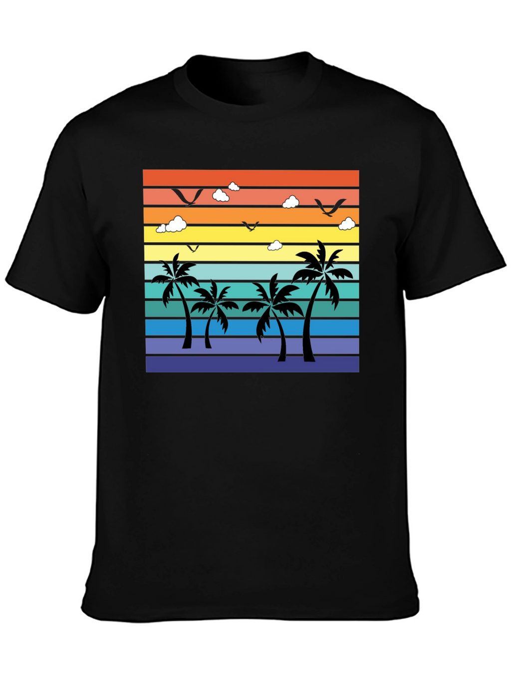 Tropical Sunset Palm Tree Graphic T-Shirt