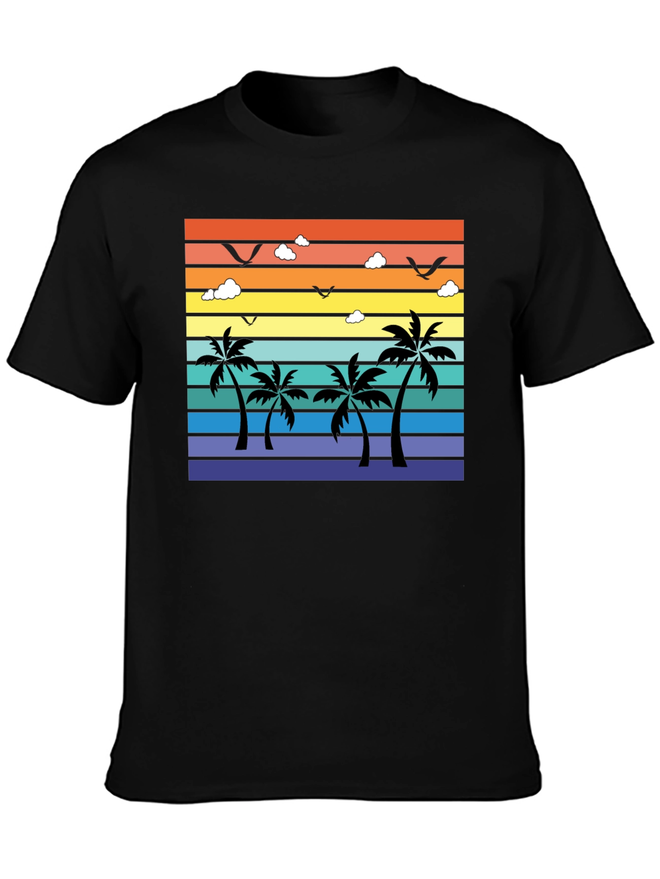 Tropical Sunset Palm Tree Graphic T-Shirt