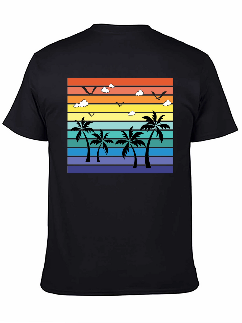 Tropical Sunset Palm Tree Graphic T-Shirt