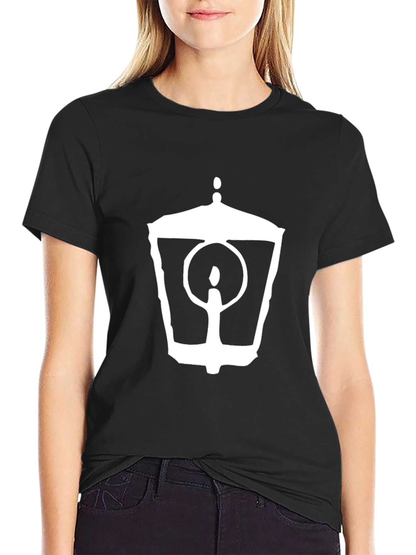Mens Black Lantern Graphic Tee - Classic Style