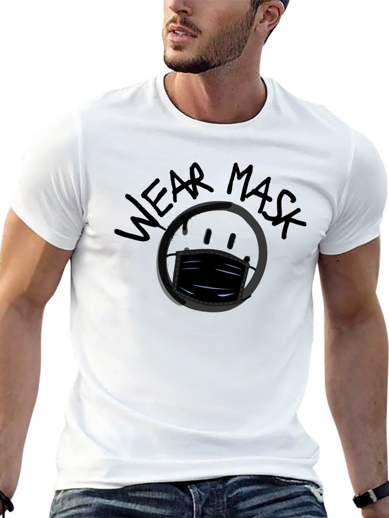 Wear Mask Graphic Black T-Shirt